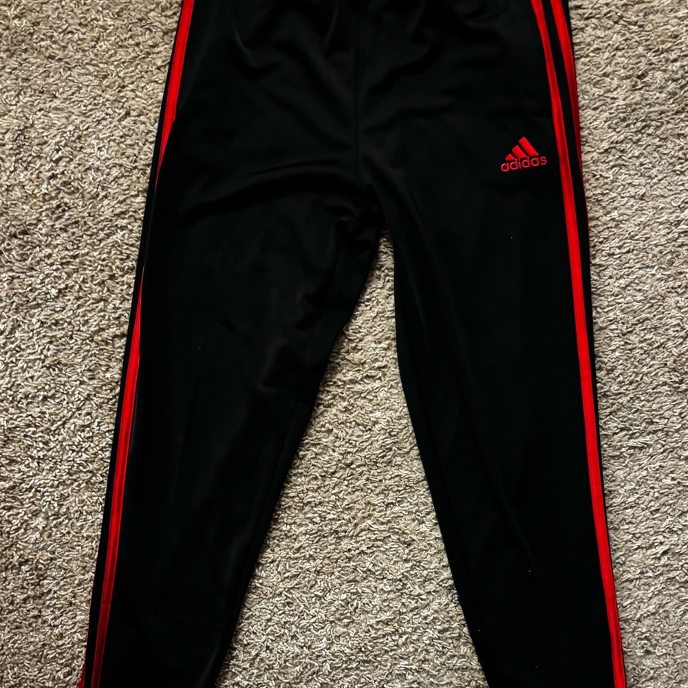 NWT Adidas Kids Black and Red Track Pants Boys 10/12 - Picture 4 of 10